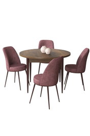 Hanah Home Juego de Mesa y Sillas de Comedor 5 Piezas Barroco y Rosa Polvoriento Tablero Partículas Melamina Metal Jerry
